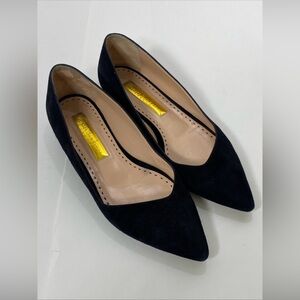 Rupert Sanderson LADIES’ BLACK SUEDE LOW PUMP w/ KITTEN HEELS EU 37.5 US 7.5 VGC